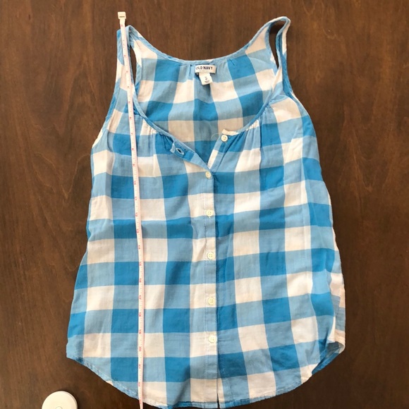 Old Navy blue checkered sleeveless top size XS - Picture 5 of 6